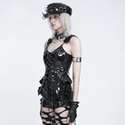 DEVIL FASHION Women's Punk Lace-up Irregular Slip Overbust Corset