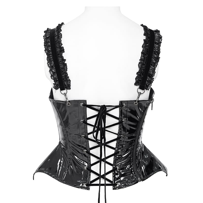 DEVIL FASHION Women's Punk Lace-up Irregular Slip Overbust Corset