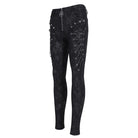 DEVIL FASHION Women's Punk Lace-up Skull Studs Pants