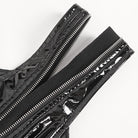 DEVIL FASHION Women's Punk Lace-Up Stud Ruffled Bodysuit