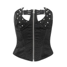 DEVIL FASHION Women's Punk Lace-up Studded Overbust Corset