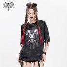 DEVIL FASHION Women's Punk Lilimar Printed Ripped T-shirt