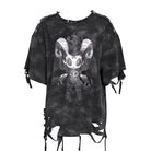 DEVIL FASHION Women's Punk Lilimar Printed Ripped T-shirt