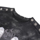 DEVIL FASHION Women's Punk Lilimar Printed Ripped T-shirt