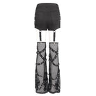 DEVIL FASHION Women's Punk Mesh Cutout Buckle Stud Shorts