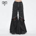 DEVIL FASHION Women's Punk Mesh Eyelets Ruffled Flared Pants