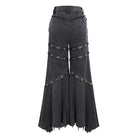 DEVIL FASHION Women's Punk Mesh Eyelets Ruffled Flared Pants