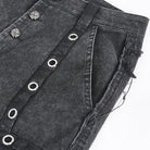 DEVIL FASHION Women's Punk Mesh Eyelets Ruffled Flared Pants