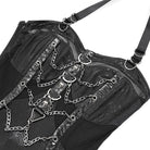 DEVIL FASHION Women's Punk Mesh Splice Chained Halterneck Honeymoon Dress