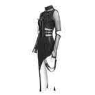DEVIL FASHION Women's Punk Mesh Splice Cutout Dress with Detachable Strap