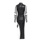 DEVIL FASHION Women's Punk Mesh Splice Cutout Dress with Detachable Strap