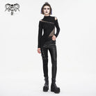 DEVIL FASHION Women's Punk Multi-buckle Splice Pants