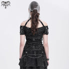 DEVIL FASHION Women's Punk Off-the-shoulder Ripped Shirt