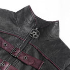 DEVIL FASHION Women's Punk Pentacle Buckle Strap Lace-up Jacket Black
