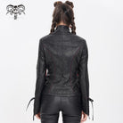 DEVIL FASHION Women's Punk Pentacle Buckle Strap Lace-up Jacket Black