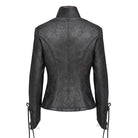 DEVIL FASHION Women's Punk Pentacle Buckle Strap Lace-up Jacket Black