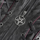 DEVIL FASHION Women's Punk Pentacle Buckle Strap Lace-up Jacket Black