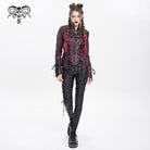 DEVIL FASHION Women's Punk Pentacle Buckle Strap Lace-up Jacket Red