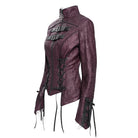 DEVIL FASHION Women's Punk Pentacle Buckle Strap Lace-up Jacket Red