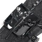 DEVIL FASHION Women's Punk Printed Buckle Strap Pants with Leg Bag