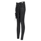 DEVIL FASHION Women's Punk Printed Buckle Strap Pants with Leg Bag