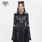 DEVIL FASHION Women's Punk Printed Cutout Turtleneck Shirt