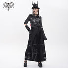 DEVIL FASHION Women's Punk Printed Cutout Turtleneck Shirt