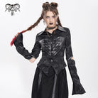 DEVIL FASHION Women's Punk Printed Cutout Turtleneck Shirt