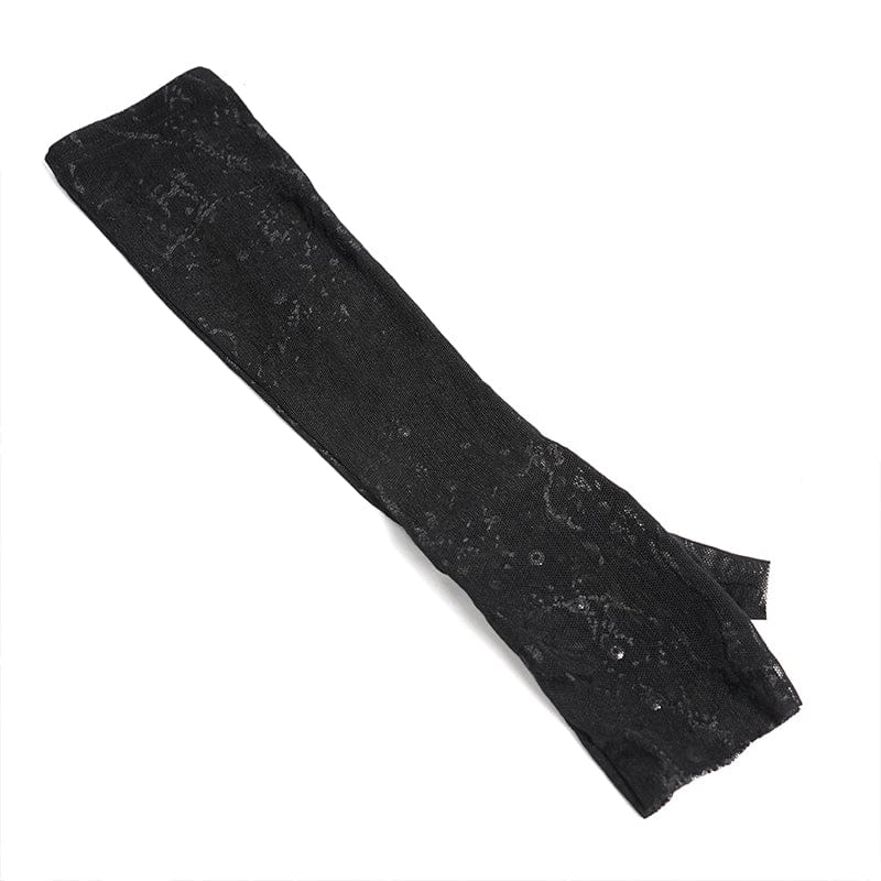 DEVIL FASHION Women's Punk Rivets Printed Mesh Gloves