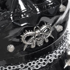 DEVIL FASHION Women's Punk Rivets Skull Faux Leather Cap