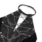 DEVIL FASHION Women's Punk Rivets Strap Chain Halterneck Dress