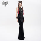 DEVIL FASHION Women's Punk Rivets Strap Chain Halterneck Dress