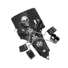 DEVIL FASHION Women's Punk Skull Studded Faux Leather Half-finger Bracelet