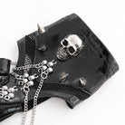 DEVIL FASHION Women's Punk Skull Studded Faux Leather Half-finger Bracelet