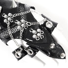 DEVIL FASHION Women's Punk Skull Studded Faux Leather Half-finger Bracelet