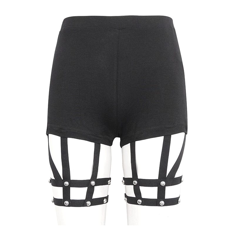 DEVIL FASHION Women's Punk Spaghetti Straps Shorts