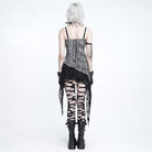 DEVIL FASHION Women's Punk Spiked Chained Asymmetric Tank Top