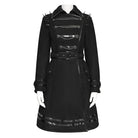 DEVIL FASHION Women's Punk Spiked Chained Lapel Slanted Placket Coat