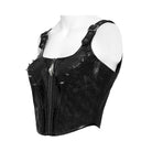 DEVIL FASHION Women's Punk Spiked Front Zipper Bustier