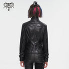 DEVIL FASHION Women's Punk Stand Collar Crackled Buckle Jacket