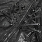 DEVIL FASHION Women's Punk Stand Collar Crackled Buckle Jacket