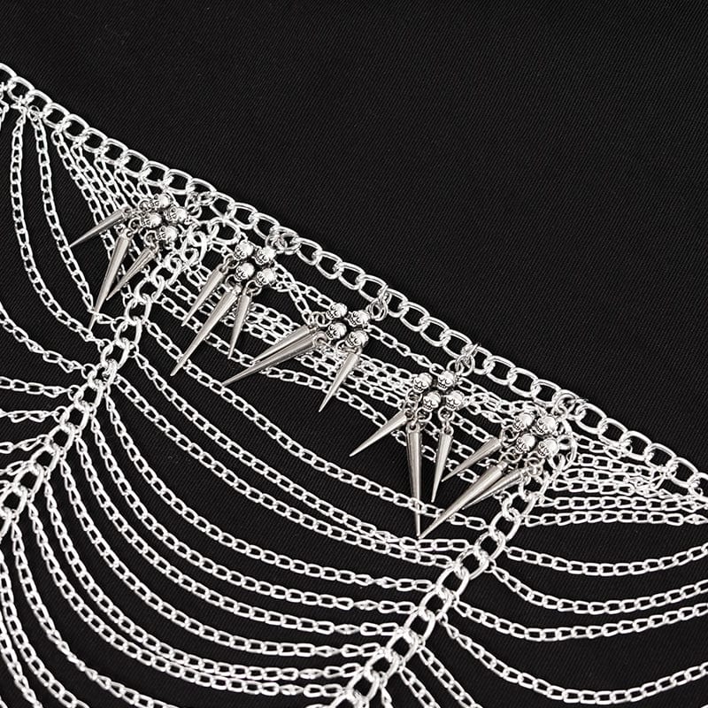 DEVIL FASHION Women's Punk Studded Chained Headwear