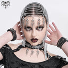DEVIL FASHION Women's Punk Studded Chained Headwear