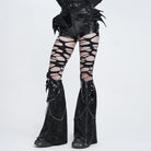 DEVIL FASHION Women's Punk Studded Chained Zipper Leg Warmers