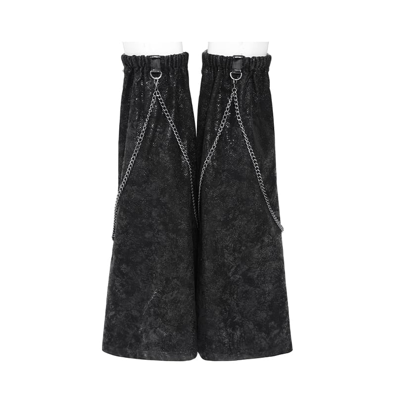 DEVIL FASHION Women's Punk Studded Chained Zipper Leg Warmers