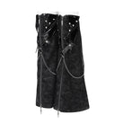 DEVIL FASHION Women's Punk Studded Chained Zipper Leg Warmers