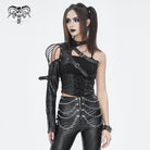 DEVIL FASHION Women's Punk Studded Faux Leather Harness Black