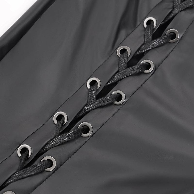 DEVIL FASHION Women's Punk Studded Lace-up Pants