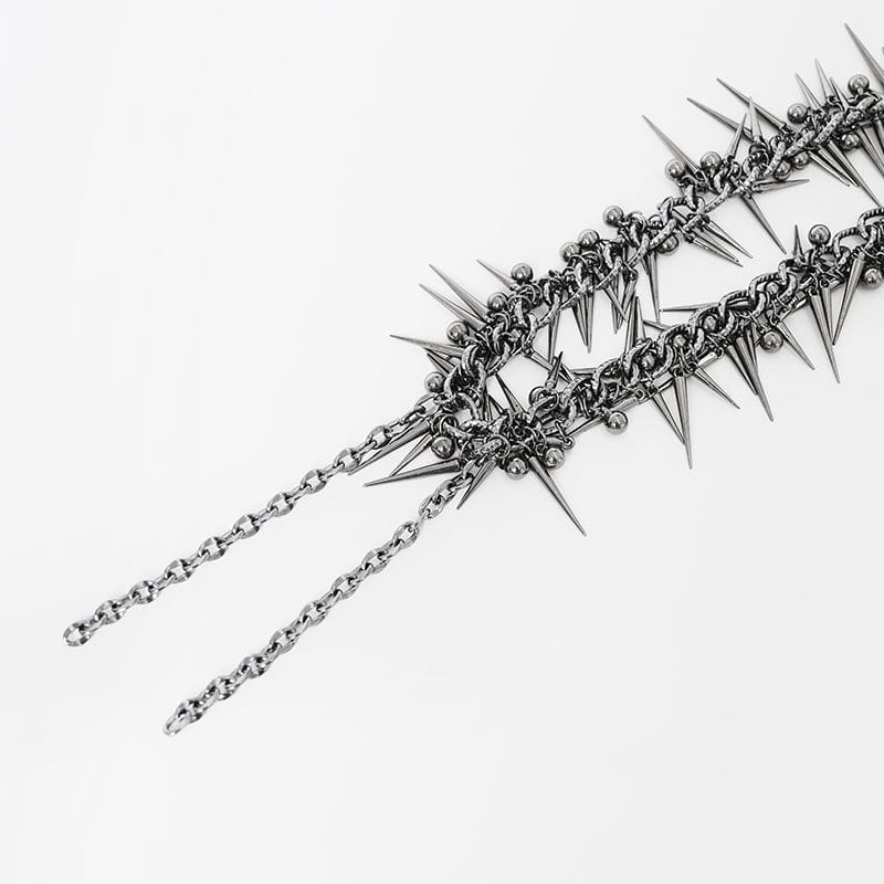 DEVIL FASHION Women's Punk Studded Layered Necklace