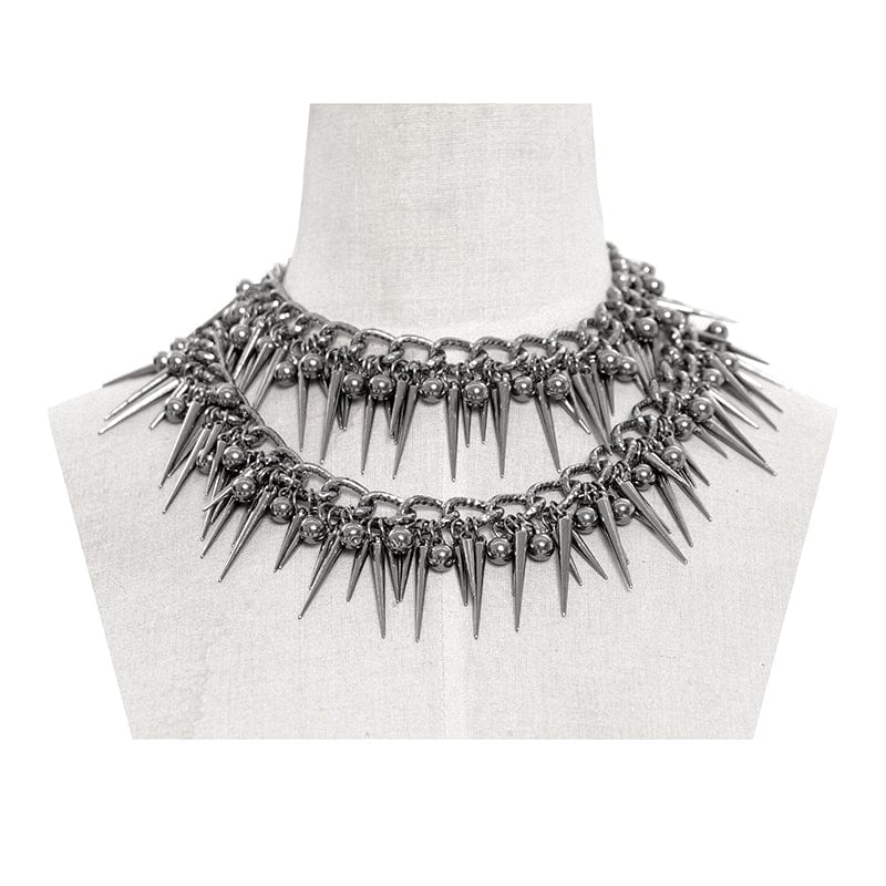 DEVIL FASHION Women's Punk Studded Layered Necklace